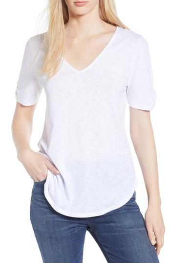 Women's Gibson X Hi Sugarplum! Anna Maria Twist Sleeve Tee - White