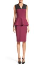 Women's Yigal Azrouel Snake Embossed Leather Trim Peplum Dress - Burgundy