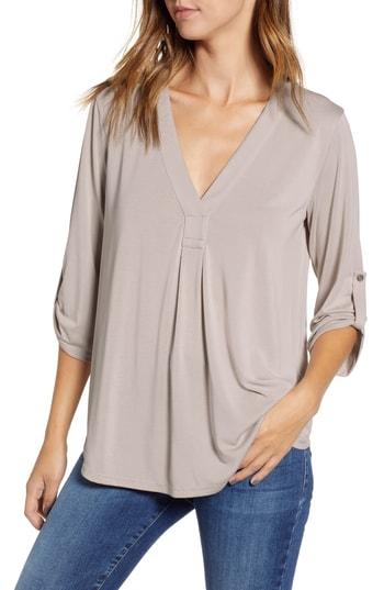 Women's Henley, Size - Brown