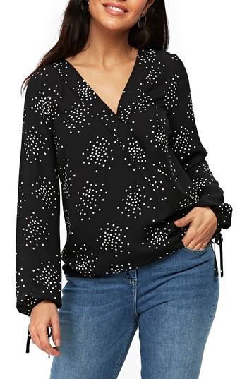 Women's Wallis Cluster Spot Wrap Top Us / 18 Uk - Black