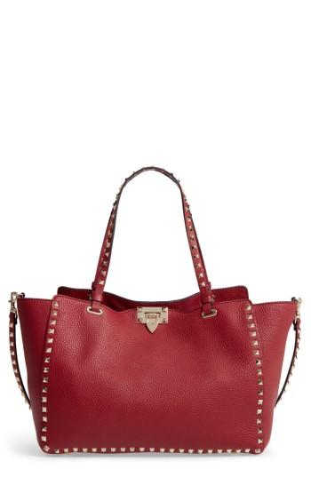 Valentino Garavani Medium Rockstud Grained Calfskin Leather Tote -