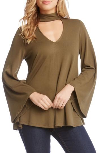 Women's Karen Kane Cutout V-neck Bell Sleeve Top - Green