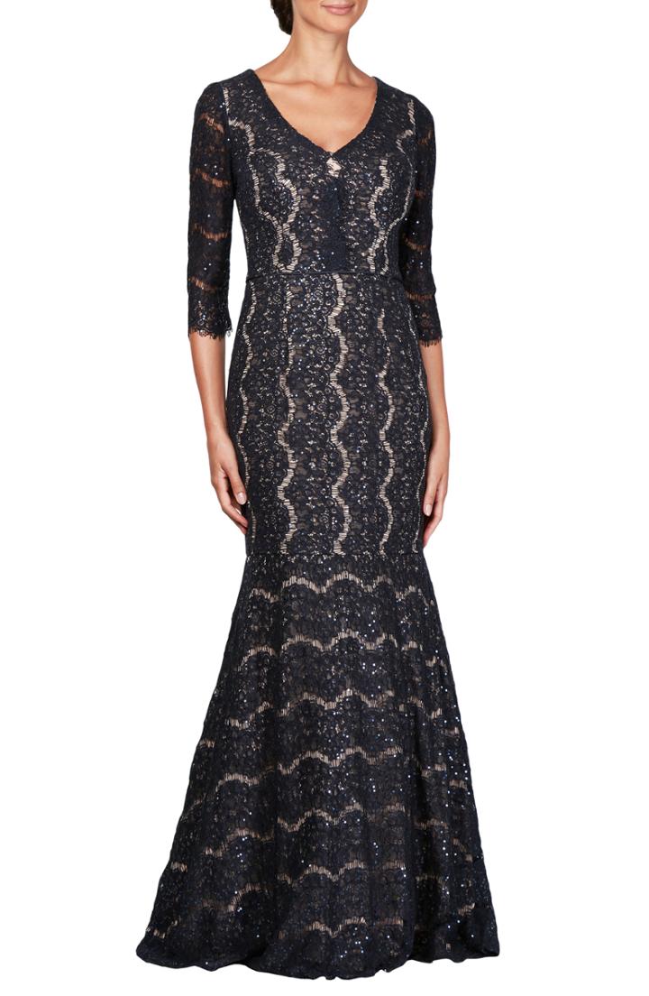 Women's Alex Evenings Sequin Lace Mermaid Evening Dress