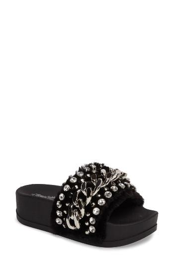 Women's Jeffrey Campbell Edie Faux Fur Slide Sandal M - Black