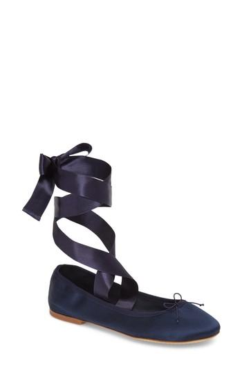 Women's Tory Burch Elodie Lace-up Ballet Flat M - Blue