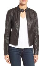 Women's Levi's Quilt Detail Faux Leather Racer Jacket - Brown