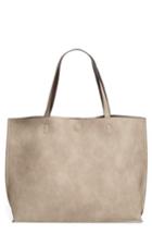 Street Level Reversible Faux Leather Tote - Beige