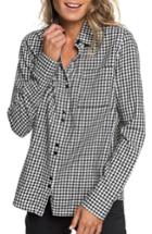 Women's Roxy Concrete Streets Gingham Flannel Shirt - Black