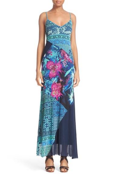 Women's Fuzzi Fern Print Tulle Maxi Dress - Blue/green