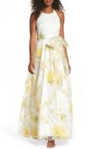 Women's Eliza J Crochet & Floral Organza Halter Gown - Yellow