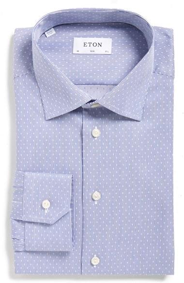 Men's Eton Slim Fit Stripe Dress Shirt .5 - Blue