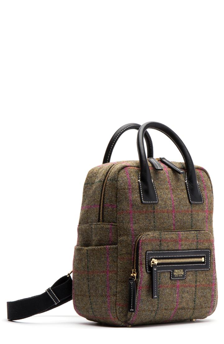 Frances Valentine Plaid Wool Backpack - Brown