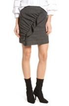 Women's Bp. Glen Plaid Ruched Ruffle Skirt, Size - Black