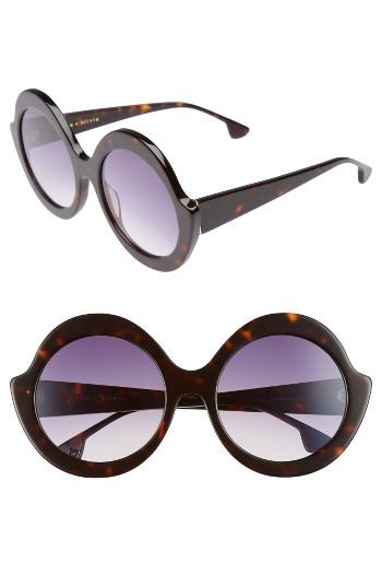 Women's Alice + Olivia Stacey 56mm Round Gradient Lens Sunglasses - Dark Tortoise