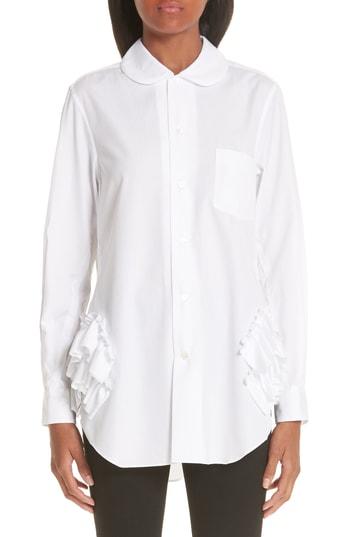 Women's Comme Des Garcons Ruffle Side Shirt - White