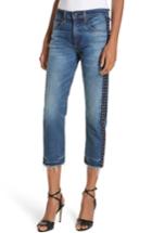 Women's Veronica Beard Ines Rhinestone Side Stripe Girlfriend Jeans - Blue