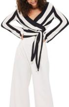 Women's Topshop Stripe Knit Wrap Top Us (fits Like 0) - Blue