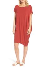 Women's Eileen Fisher Asymmetrical Jersey Shift Dress, Size - Red