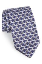 Men's Salvatore Ferragamo Figre Print Silk Tie, Size - Blue