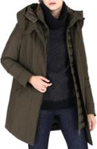 Women's Andrew Marc Genuine Fox Fur Trim Quilted Down Coat - Black
