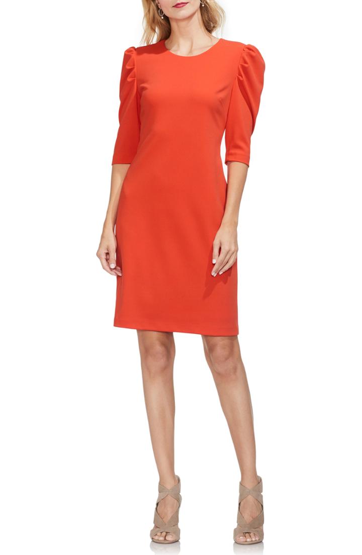 Women's Vince Camuto Puff Shoulder Sheath Dress - Red