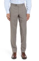 Men's Ted Baker London Flat Front Check Wool Trousers R - Beige