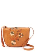 Hobo Maverick Floral Applique Leather Crossbody Bag - Brown