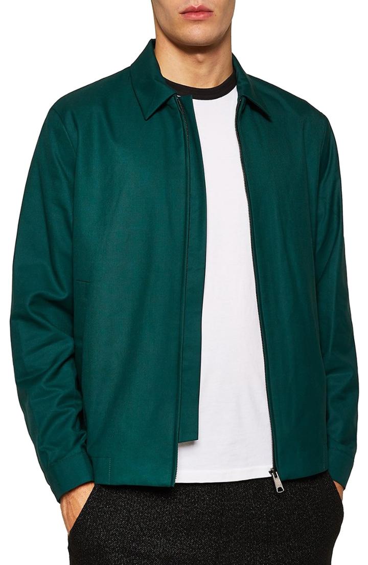 Men's Topman Harrington Classic Fit Jacket - Green
