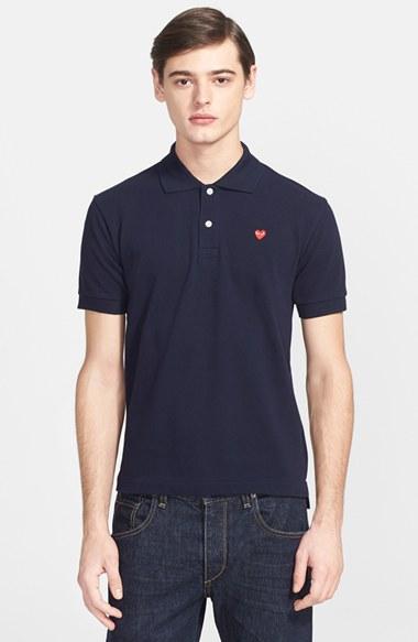 Men's Comme Des Garcons Play Cotton Pique Polo - Blue