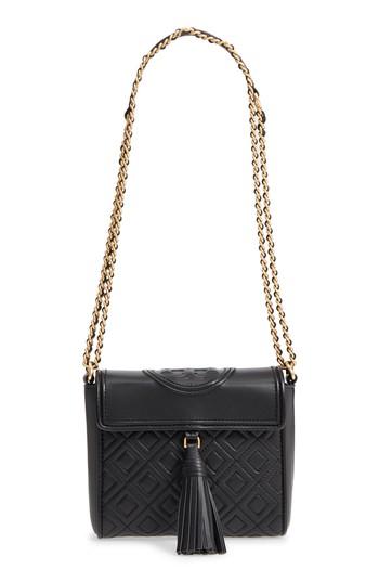 Tory Burch Fleming Quilted Leather Crossbody Bag - Black