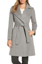 Women's Fleurette Wool Wrap Coat - Grey