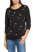 Women's Halogen Embellished Sweatshirt, Size - Black