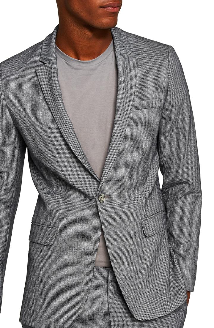 Men's Topman Ultra Skinny Fit Houndstooth Suit Jacket