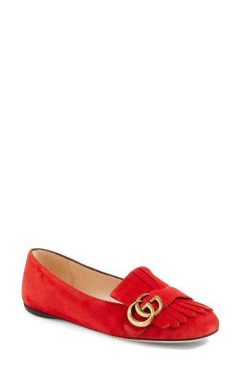 Women's Gucci Marmont Fringe Flat Us / 35eu - Red