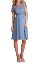 Women's Seraphine 'genevieve Luxe' Sleeveless Lace & Silk Maternity Dress - Blue