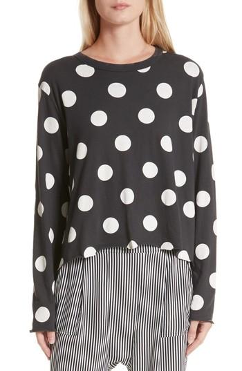 Women's The Great. The Long Sleeve Crop Dot Print Tee