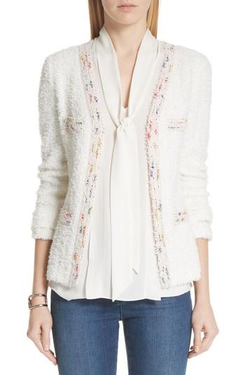 Women's St. John Collection Flagged Textural Knit Jacket - White