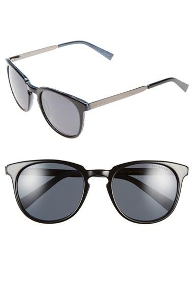 Men's Ted Baker London 53mm Round Sunglasses - Black/ Horn