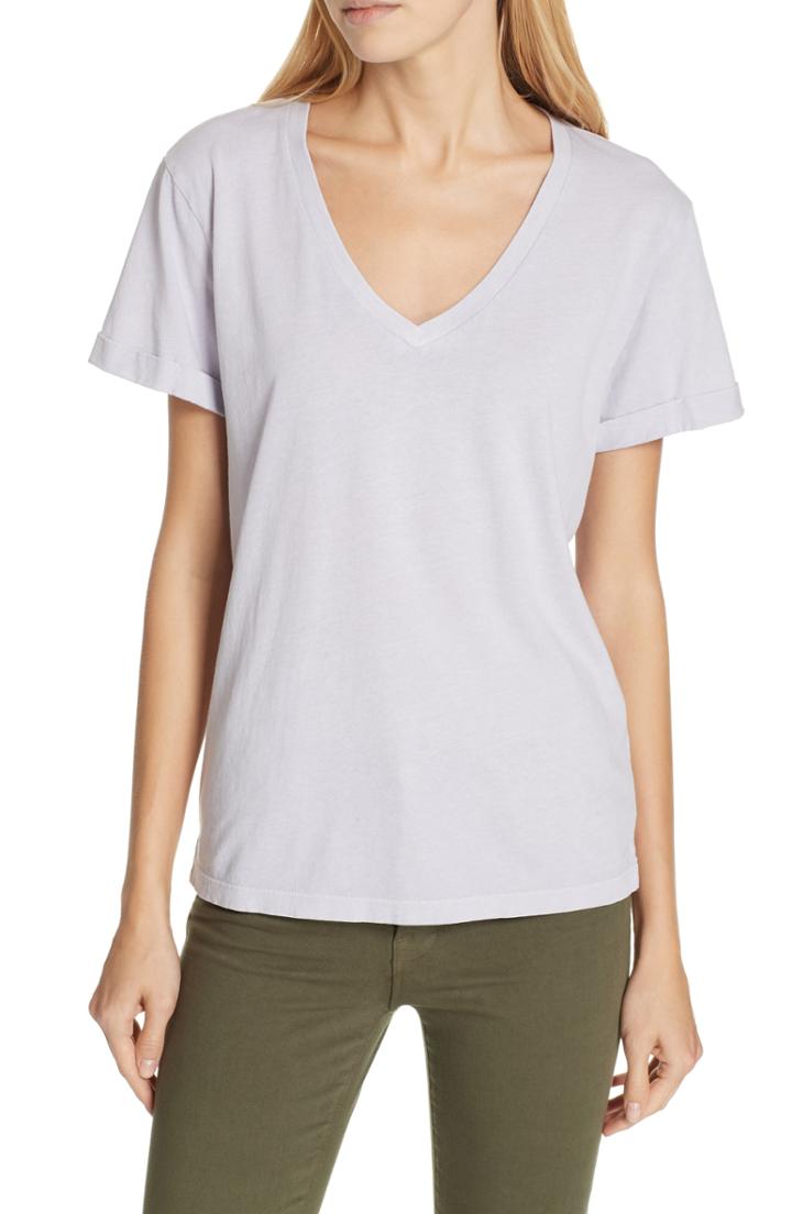 Women's Frame Cuff V-neck Tee - Purple