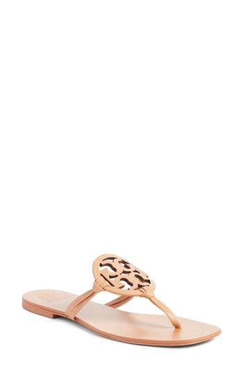 Women's Tory Burch Miller Logo Thong Sandal M - Brown