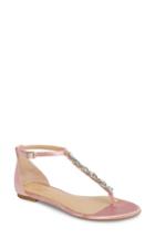 Women's Jewel Badgley Mischka Carrol Embellished T-strap Sandal M - Pink