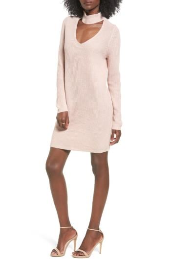 Women's Bp Cutout Choker Sweater Dress, Size - Pink