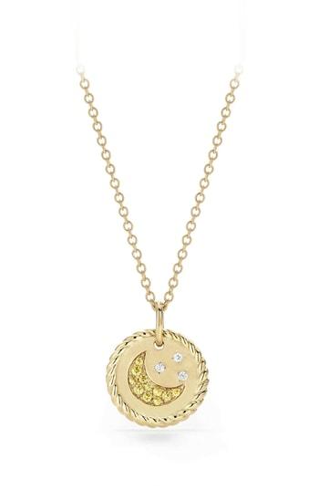 Women's David Yurman Cable Collectibles Moon & Stars Necklace With Diamonds & Yellow Sapphires In 18k Gold
