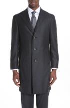 Men's Canali Solid Wool Top Coat Us / 52 Eu R - Grey