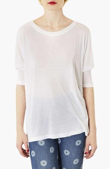 Topshop Elbow Sleeve Oversized Tee White