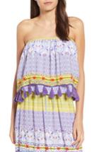 Women's Raga Tropic Bird Tassel Hem Strapless Top - Purple