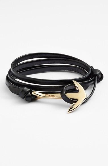 Men's Miansai Gold Anchor Leather Bracelet