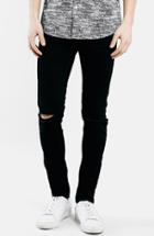 Men's Topman Ripped Stretch Skinny Fit Jeans X 34 - Black