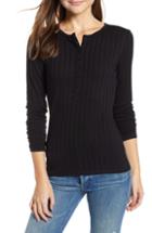 Women's Treasure & Bond Button Front Henley Top, Size - Black