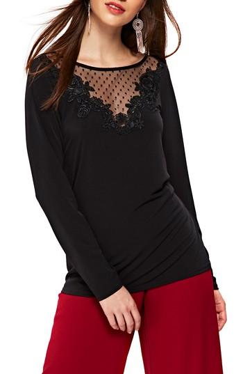 Women's Wallis Illusion Dobby Mesh Top Us / 8 Uk - Black